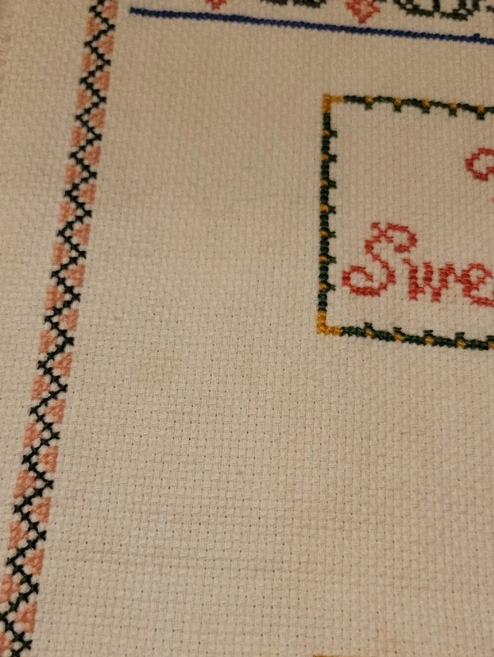 VTG Handmade Finished Cross Stitch 16x21 